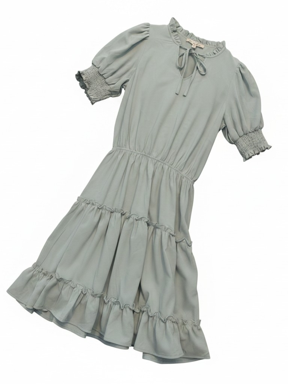 Vine & Love Sage Green Tiered Ruffle Dress for Women